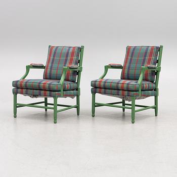 A pair of armchairs, Gustavian style, second half of the 20th century.