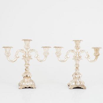 A pair of silver candelabra, mark of Thorvald Marthinsen Sølvvarefabrik, Norge.