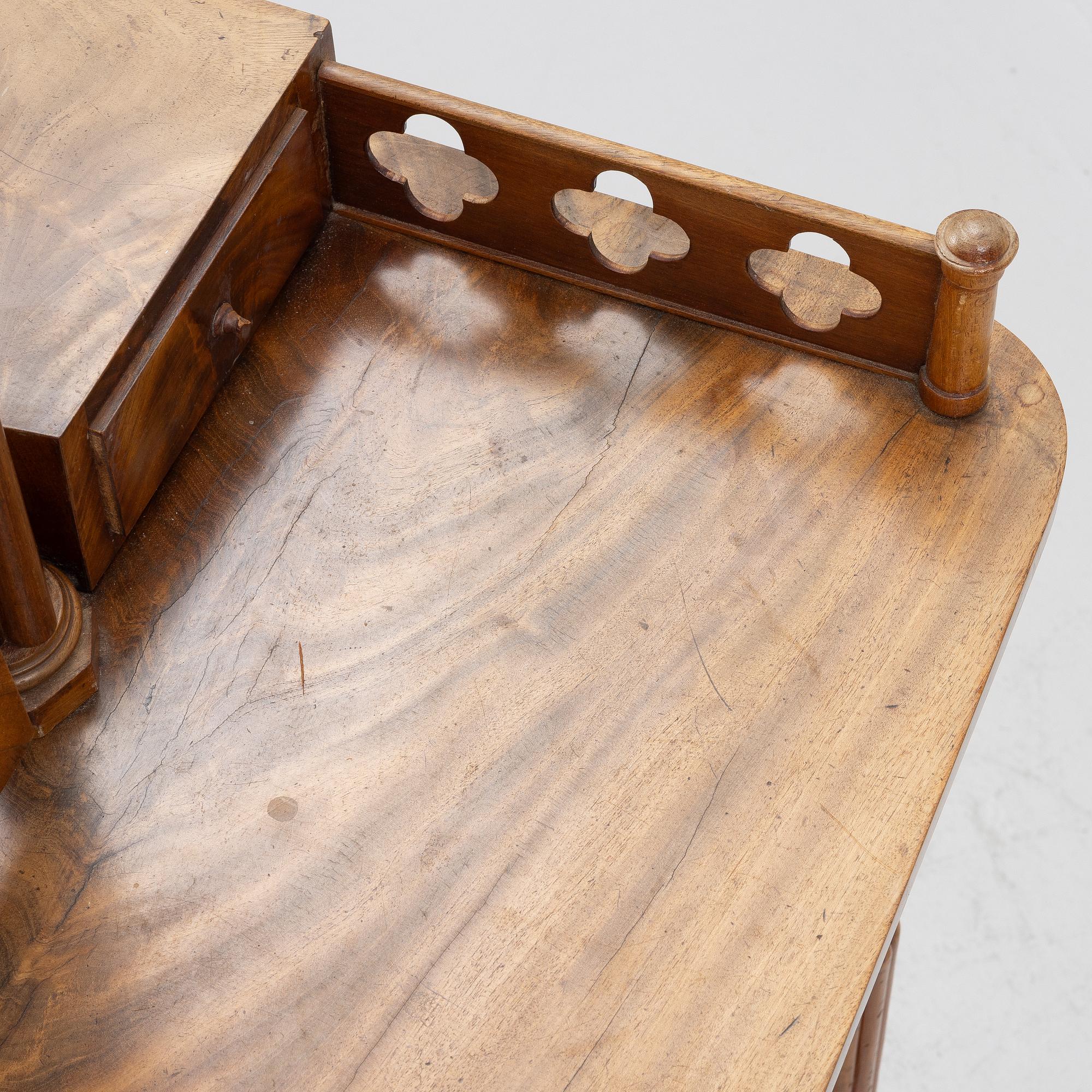 Dressing table with stool, Empire/Gothic Revival, circa mid-19th Century.