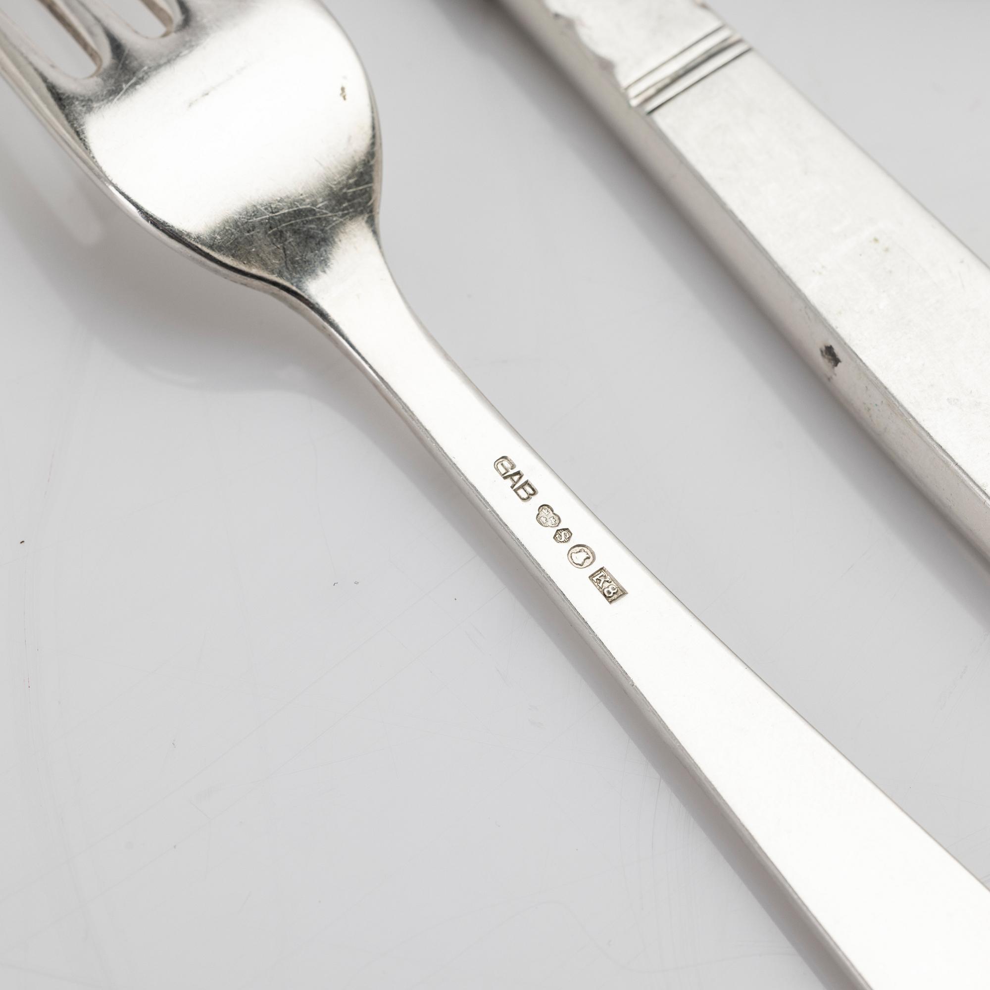 Jacob Ängman, Cutlery service, 144 pieces, silver, “Rosenholm”, GAB, Stockholm, 1936.