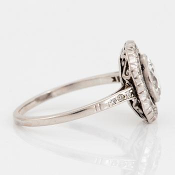 A platinum ring set with an old-cut diamond ca 1.20 cts quality ca G/H si.