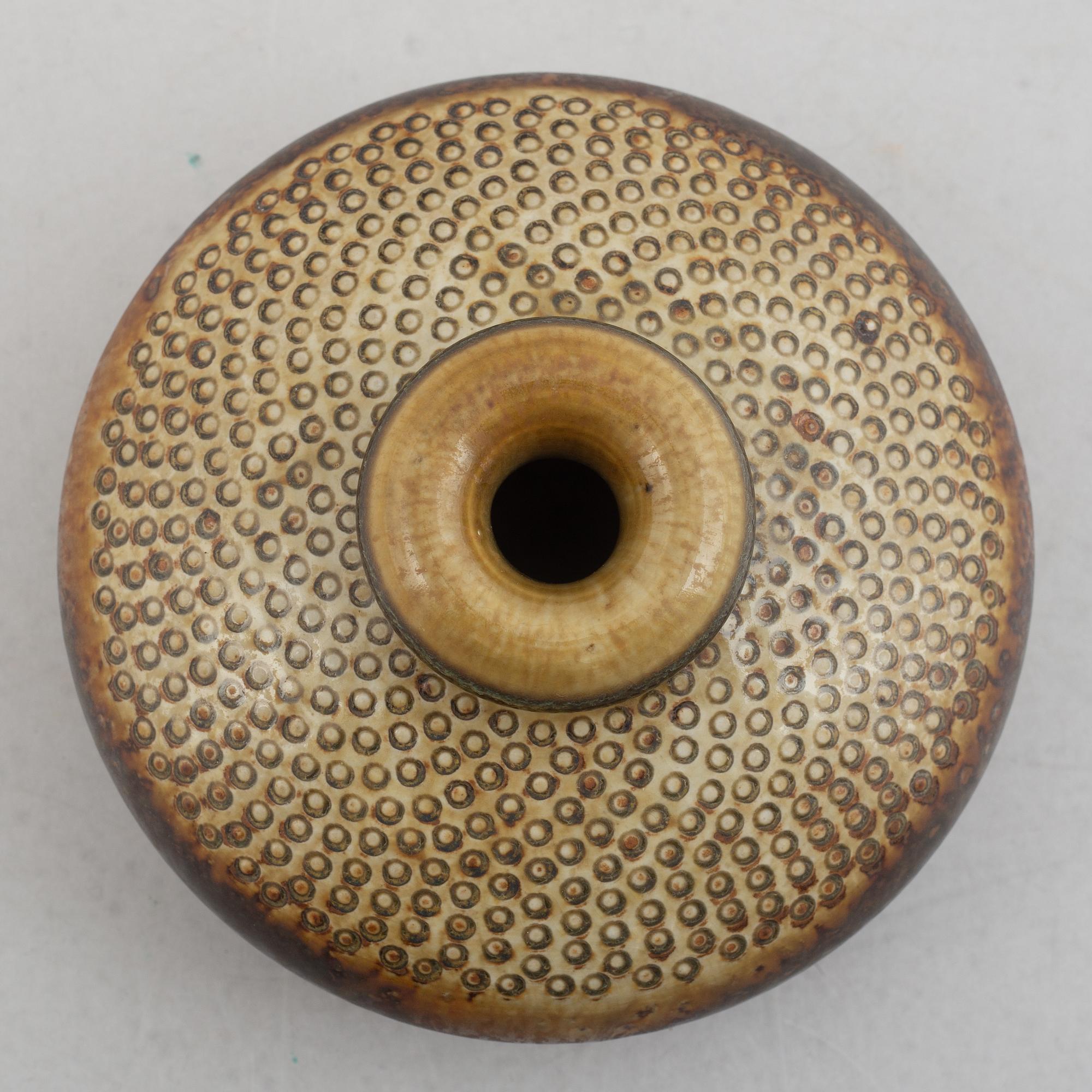 Stig Lindberg, a stoneware vase, Gustavsbergs studio 1964.