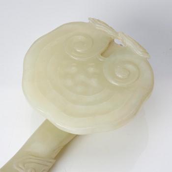 A pale celadon ruyi sceptre, Qing dynasty, 19th century.