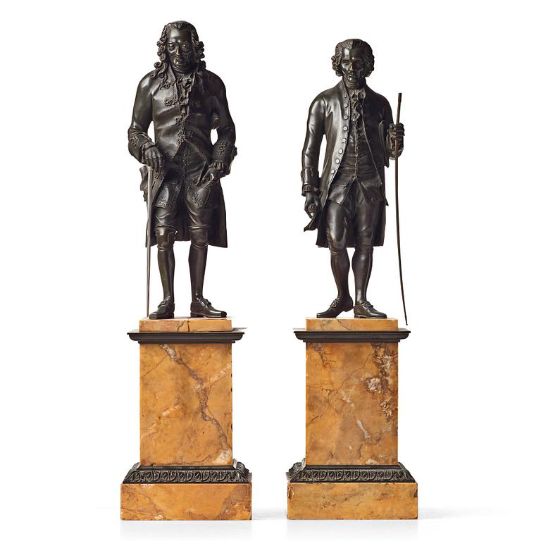 A pair of French bronze figures, circa 1825.