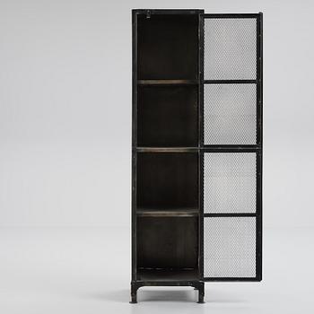 A contemporary patinated metal cabinet.