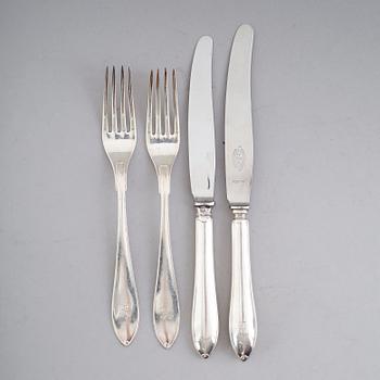 BESTICK, 20 delar, silver, GAB, Stockholm 1920-tal. Total vikt med stålblad ca 1000 gram.