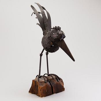 VEIKKO HAUKKAVAARA, sculpture, metal and wood, signed and dated -77.