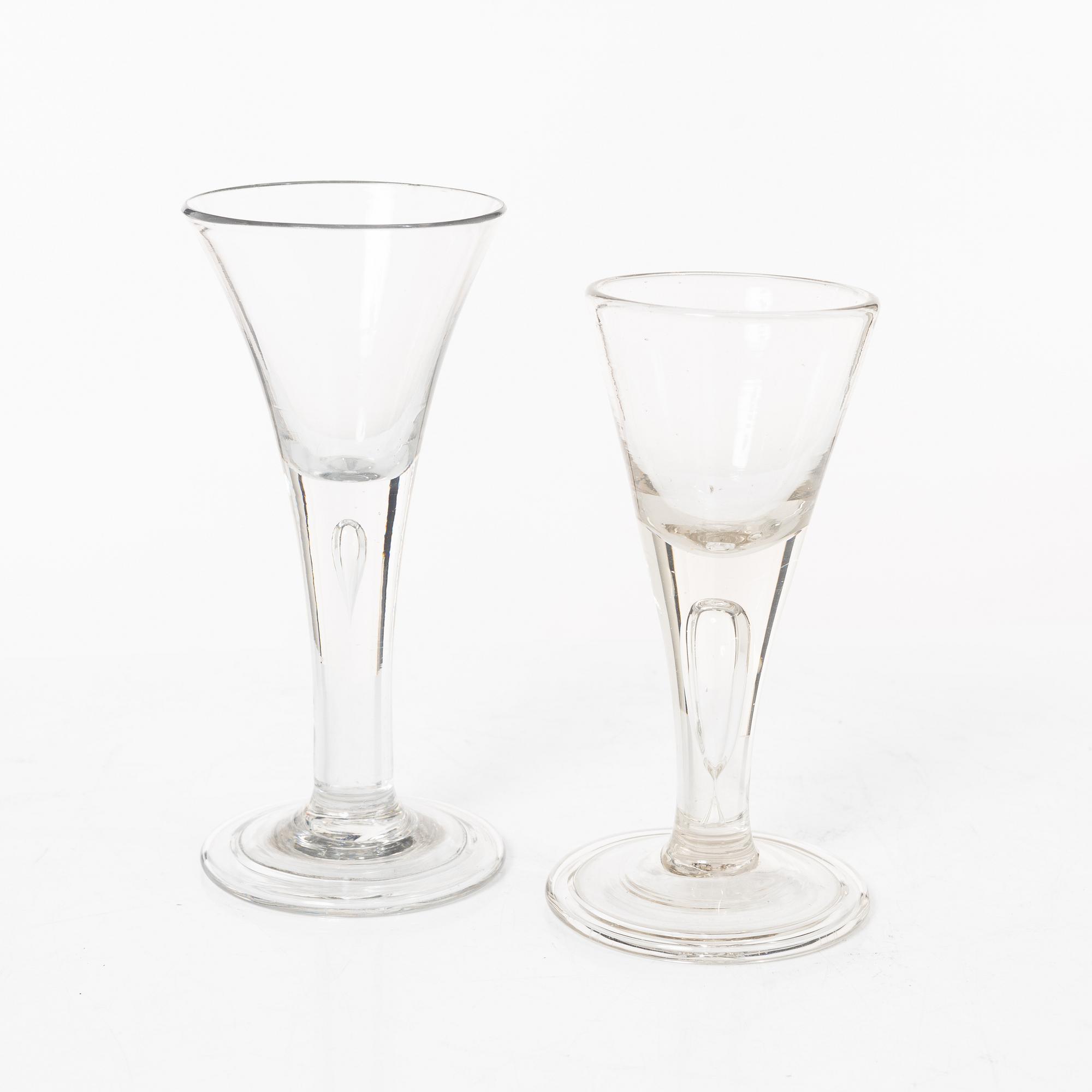 Six glass items, 18th-19th Century.
