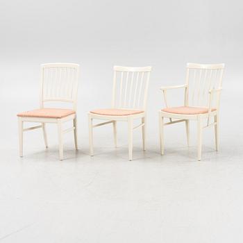 Carl Malmsten, two armchairs and six chairs, Bodafors, second part of the 20th Century.