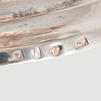 Gustaf Möllenborg, saltkar med sked, silver, Stockholm, 1800-tal.