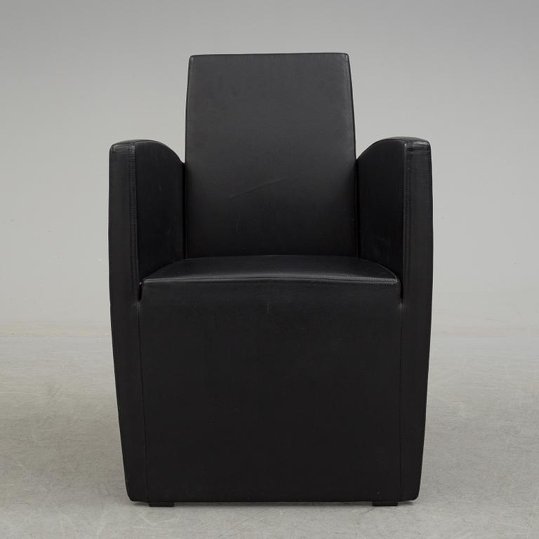 A Philippe Starck 'J Serie Lang' black leather and cast aluminium lounge chair, by Aleph, Italy.