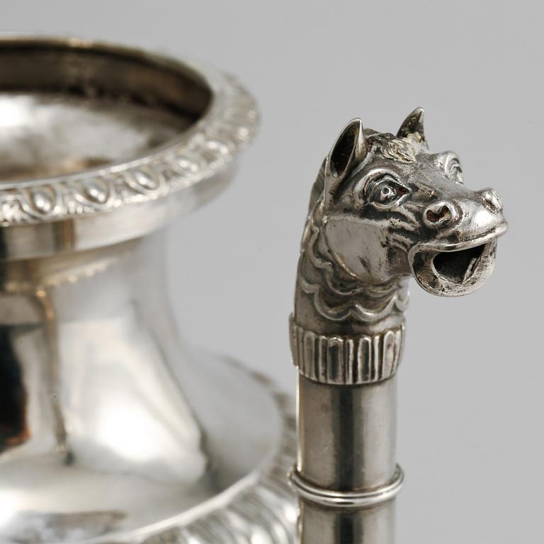 KAFFEKANNA, silver, Carl Petter Lampa, Stockholm, empire,  1830, vikt 998 gram.