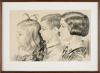 OKÄND KONSTNÄR. Kolteckningar, 2 st. Varav en sign. o dat. - 30.