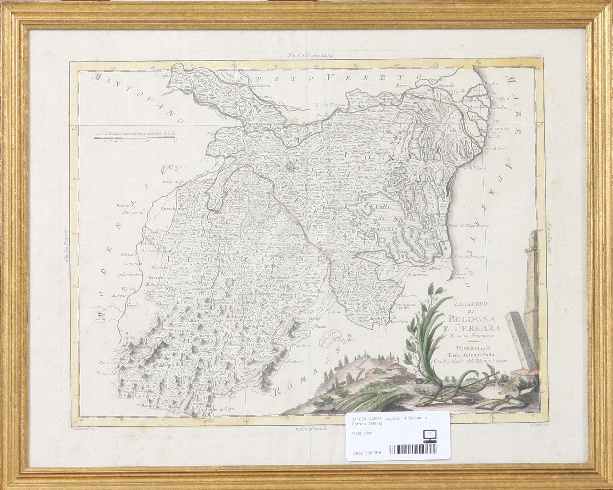 KARTA, Legazioni di Bologna e Ferrara. 1800-tal.