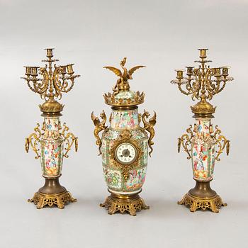 A three pcs clock and candelabras China 19th/20th century.