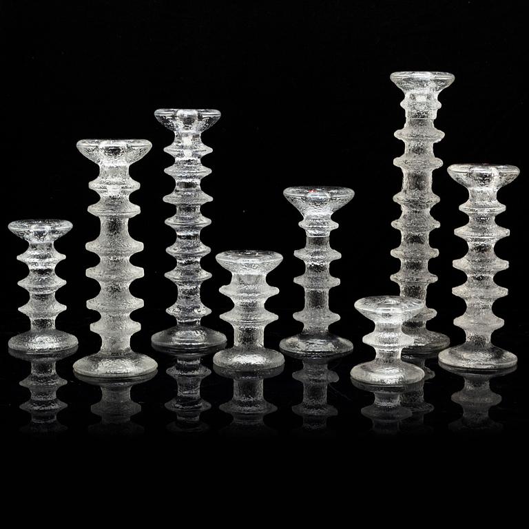 TIMO SARPANEVA, eight glass 'Festivo' candle holders, for Iittala, signed.