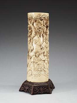 A finely carved Japanese ivory sculpture, Meiji period.