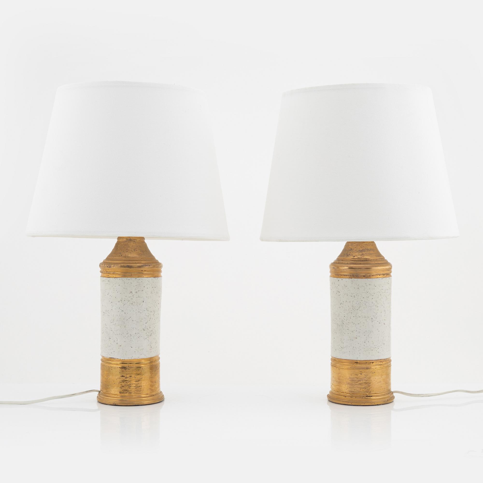 A pair of earthenware table lamps by Bitossi for Bergboms, 1970's.