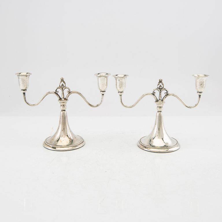 K Anderson candelabras, a pair, silver, Stockholm 1931.