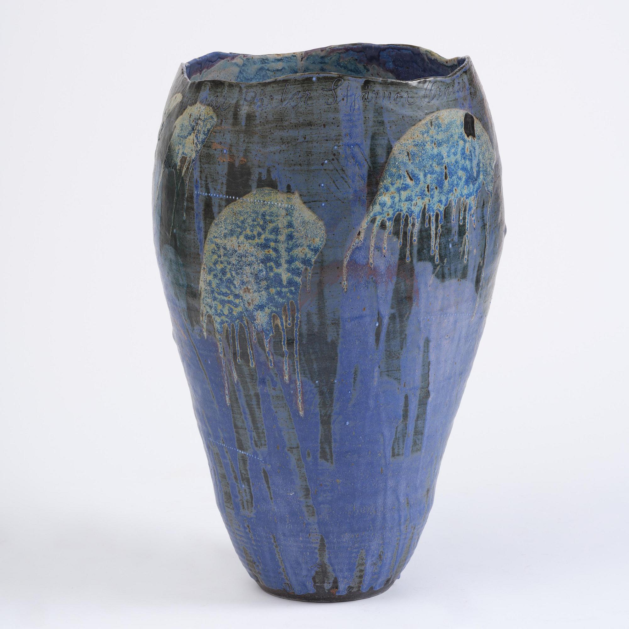 Eva Bengtsson, a stoneware floor vase, own studio, Frillesås, around the year 2000.