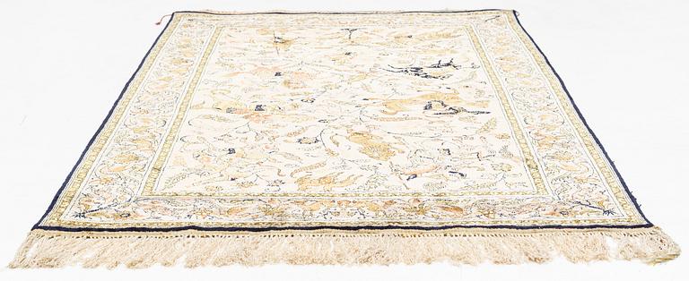 Rug, silk Gohm, old, c. 205 x 135 cm.
