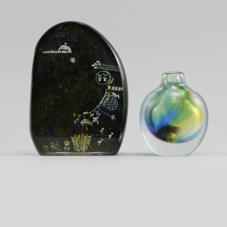VAS samt OBJEKT, glas, Göran Wärff, Kosta, 1900-talets andra hälft.