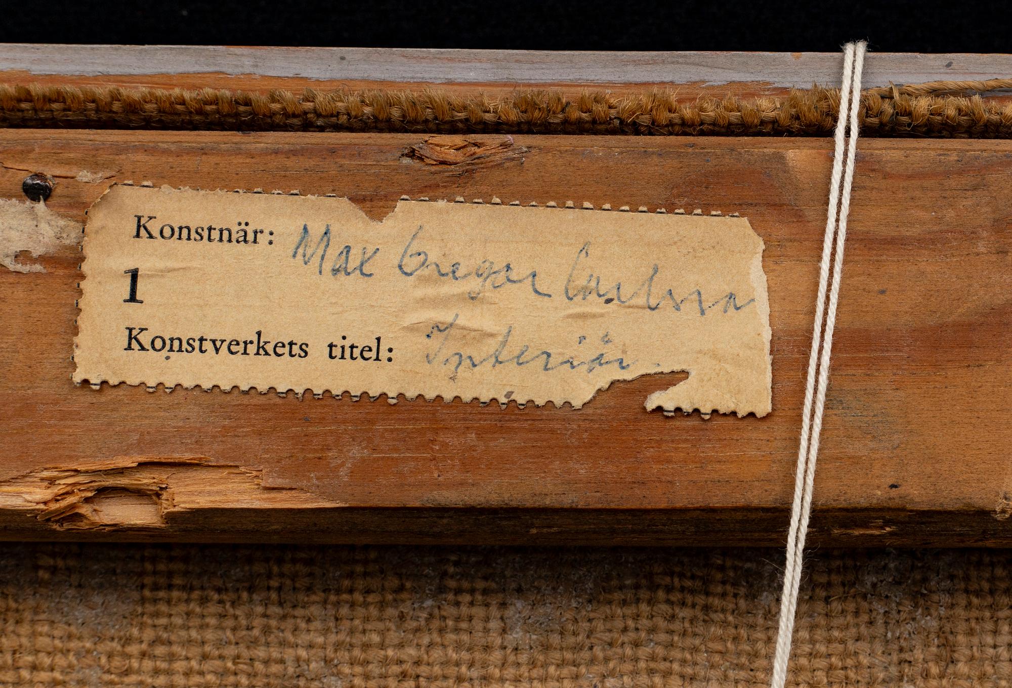 MAX GREGOR CARLSSON, oil on canvas signed and dated 57.