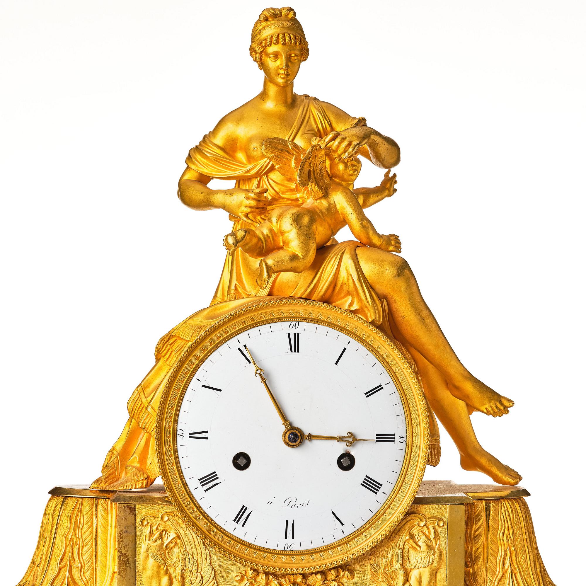 A French Empire 19th century gilt bronze mantel clock.