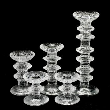 LJUSSTAKAR, 5 st, glas, "Festivo", Timo Sarpaneva, Iittala. Formgivna 1966.