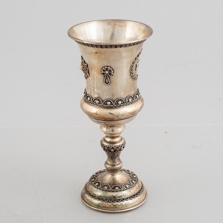 Kiddush cup / drinking chalice, silver, Judaica, early 20th Century.