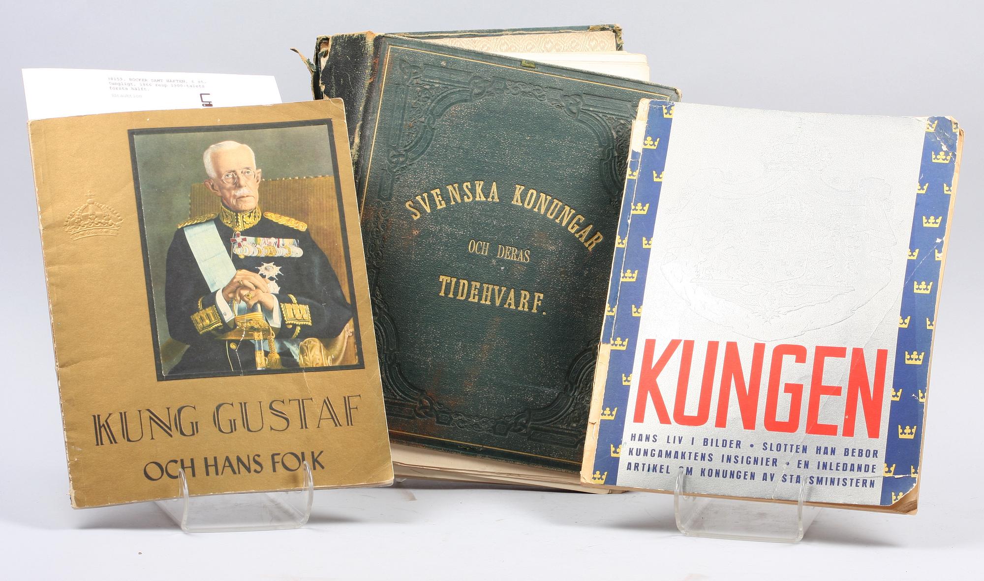 BÖCKER SAMT HÄFTEN, 6 st, Kungligt, 1866 resp 1900-talets första hälft.