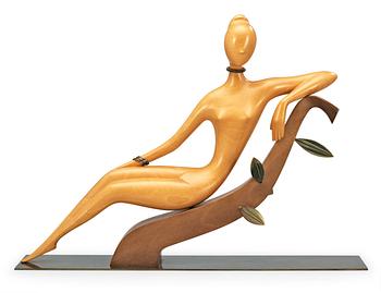 561. A Hagenauer wood and brass sculpture, Vienna, 1950's.