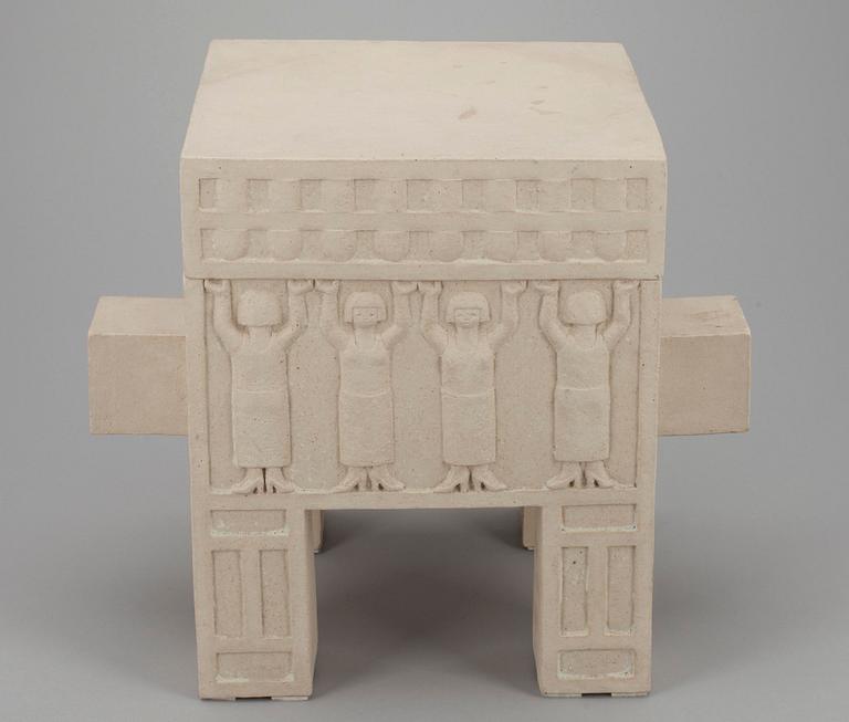 MINNI LUKANDER, Urna med lock / Skulptur, stengods, signerad och daterad 1982 i godset.