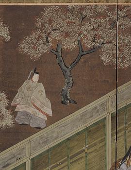 A Japanese four fold screen, 19th Century.