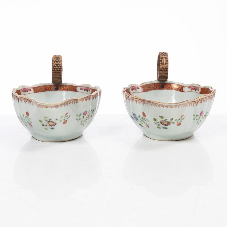 A pair of porcelain sauce bowls, China, Qianlong (1736-95).