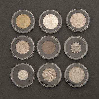 A 1900-2000s Finnish coin collection, partly gold.