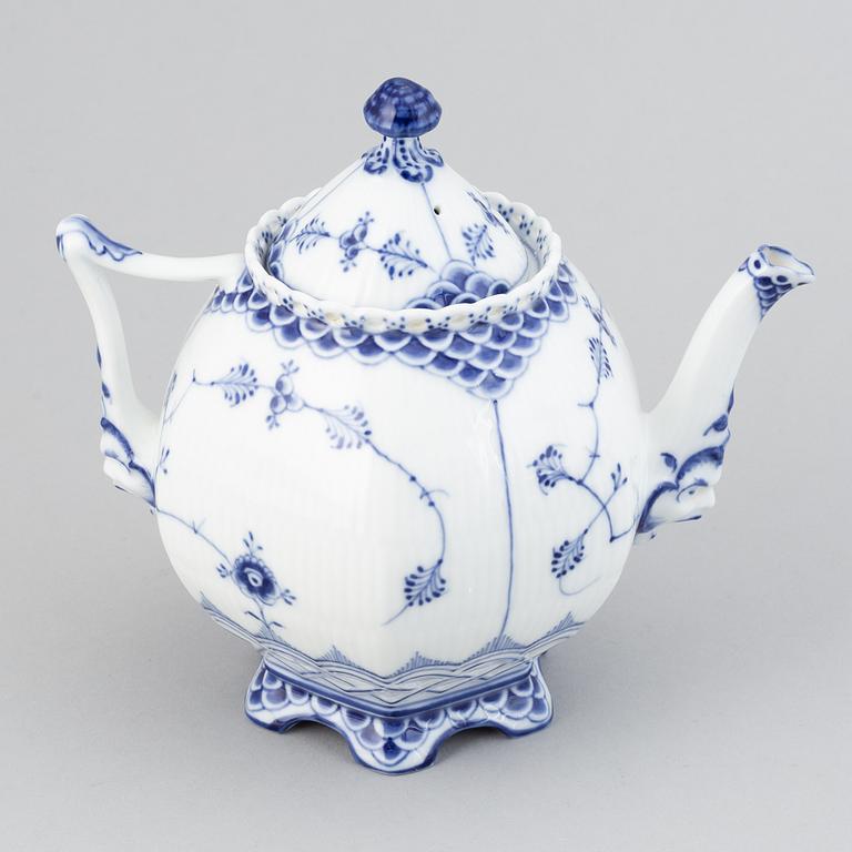 Royal Copenhagen, a '1118' 'Musselmalet Full Lace' porcelain teapot, Denmark.