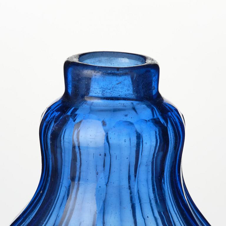 A Swedish Rococo blue glass and silver bottle, marked Lorenz Vick (Ulricehamn 1766-1808).