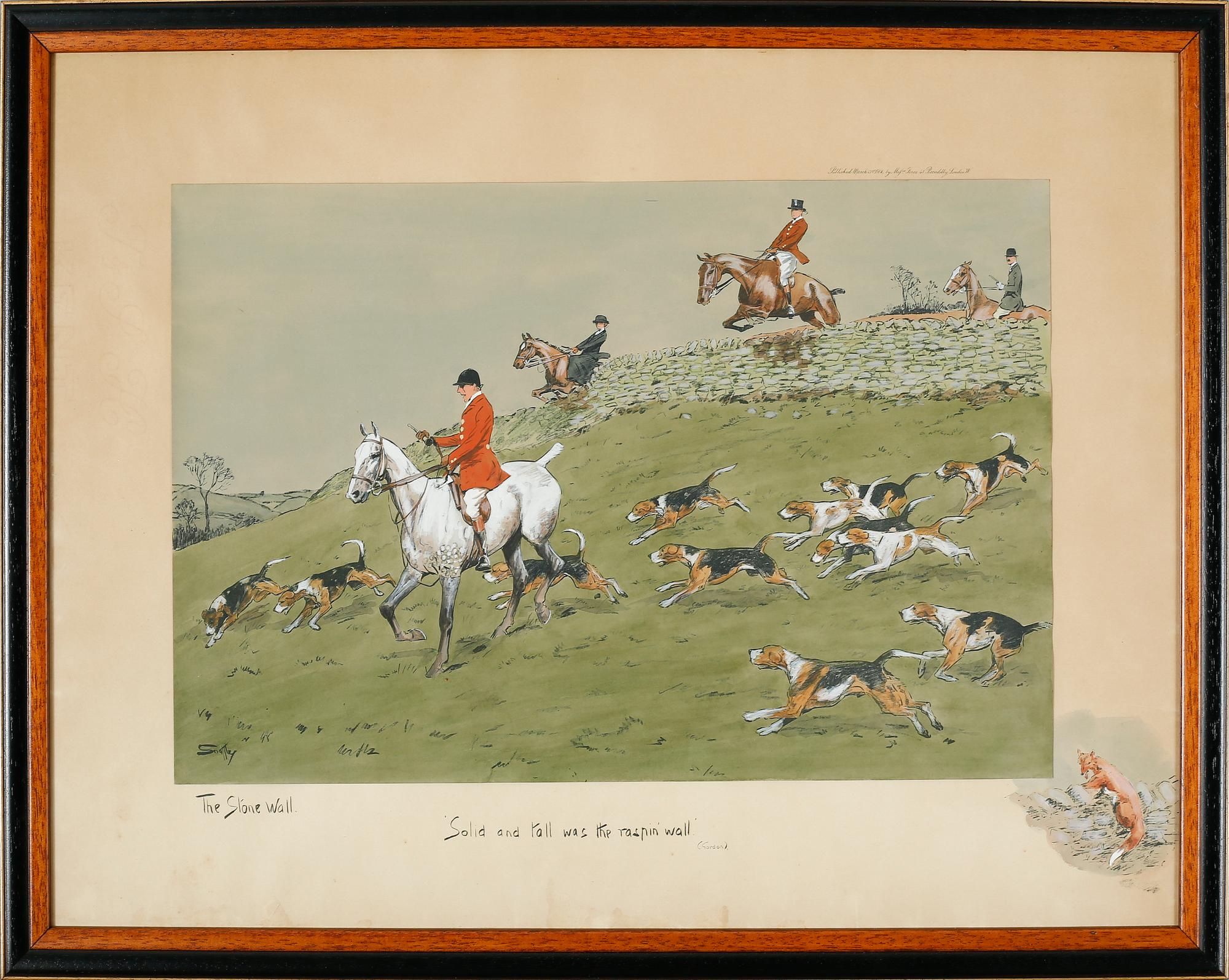 three hand coloured litograph, signed in the print, published by Mef Fores 41 Piccadilly London W.