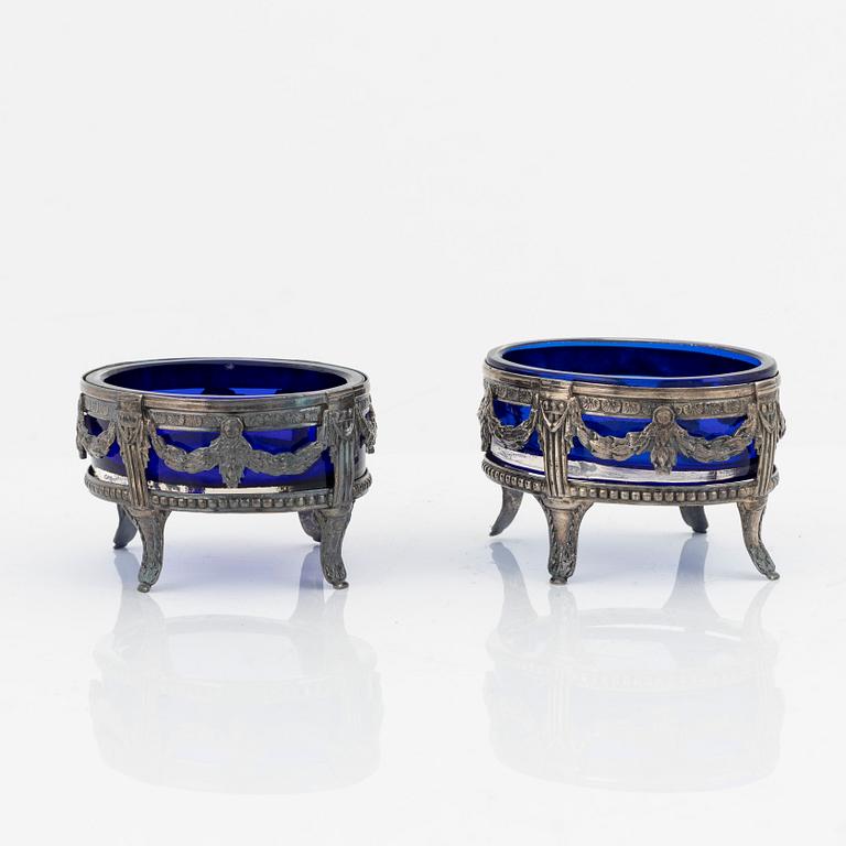 A pair of late Gustavian silver salt cellars, Berndt Johan Frodelius, Stockholm, Sweden, 1792.