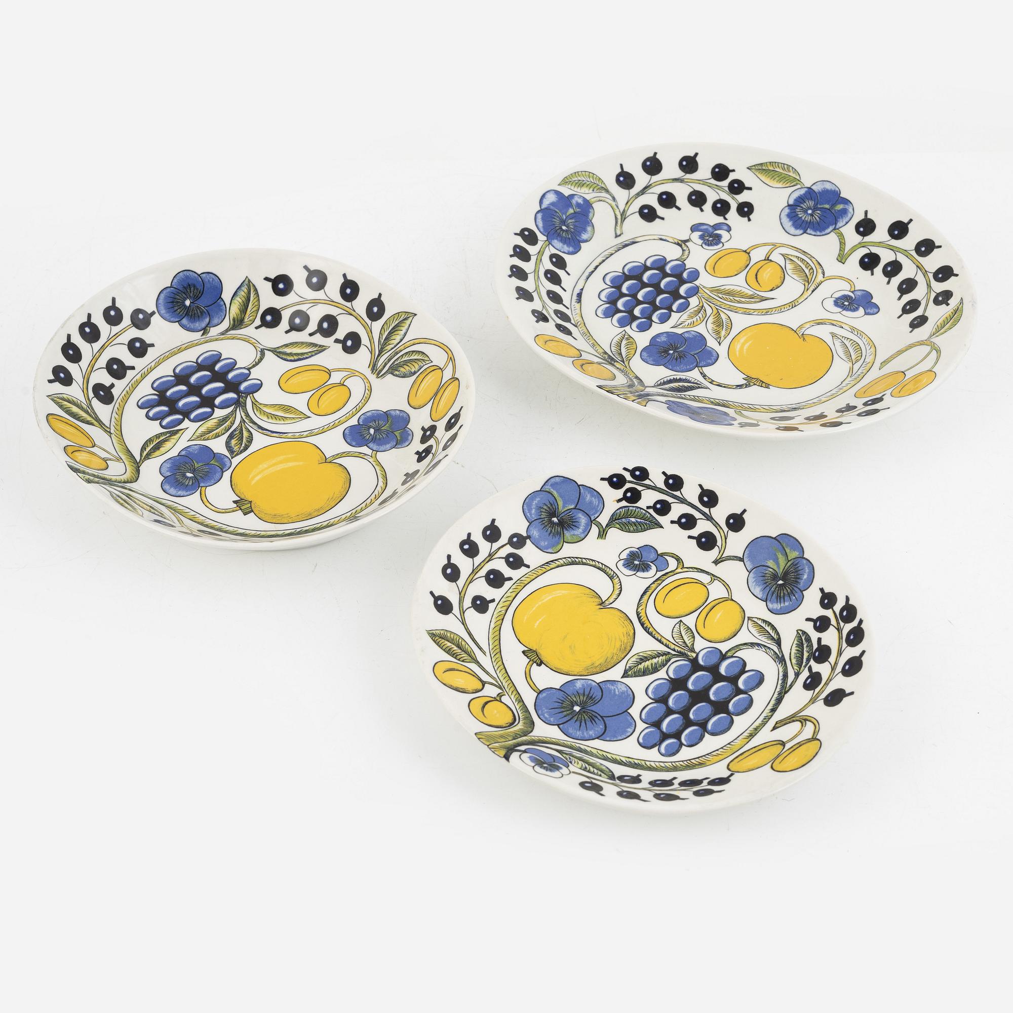 Birger Kaipiainen, servisdelar, 25 st, porslin, "Paratiisi" Arabia, Finland.