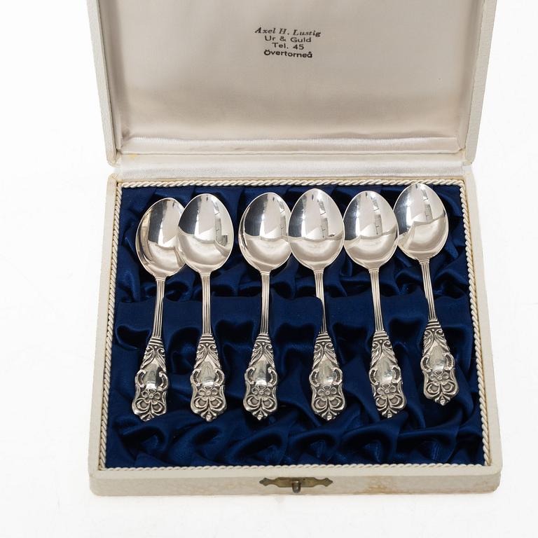 Coffee and mocha spoons, 12+6 pieces, silver, Alton Guldvaru Ab, Falköping, 1959–1967.