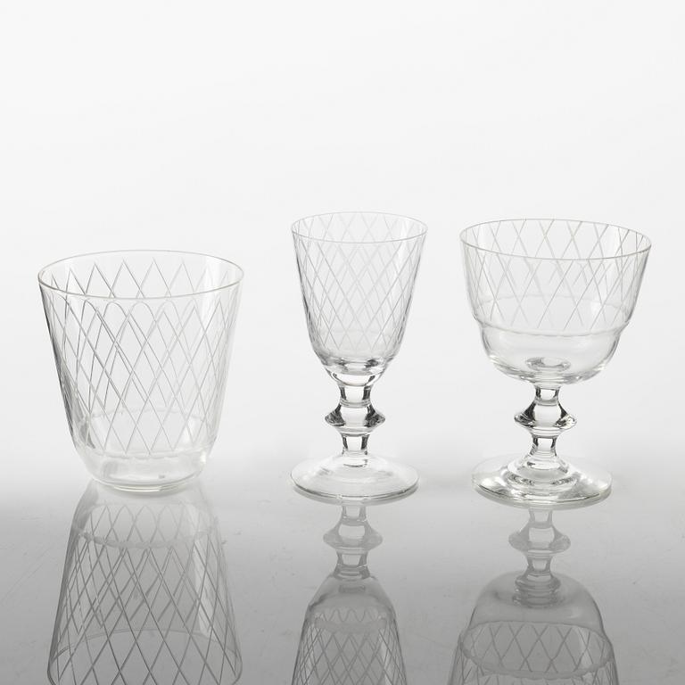 Vicke Lindstrand, a 46-piece 'Sickan' glass service from Kosta, Sweden.
