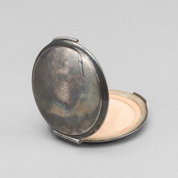 PUDERDOSA MED SPEGEL, silver, George Jensen. Svenska importstämplar.