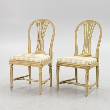 Six similar Gustavian chairs, Sweden, 20th century.