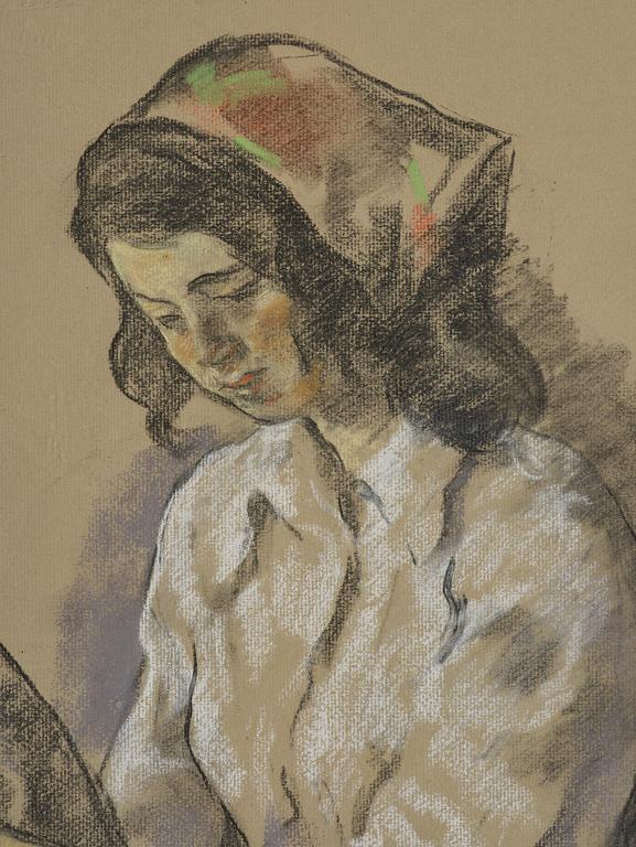 Lotte Laserstein, Seated girl with a shawl.