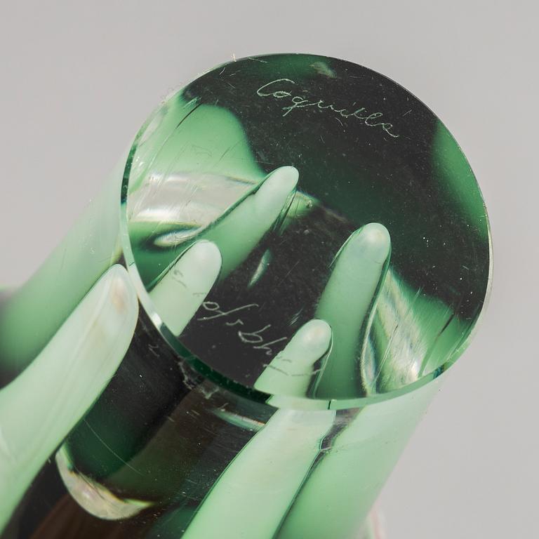 Paul Kedelv, vaser/skulpturer, 4 st, glas. Flygsfors Glasbruk.