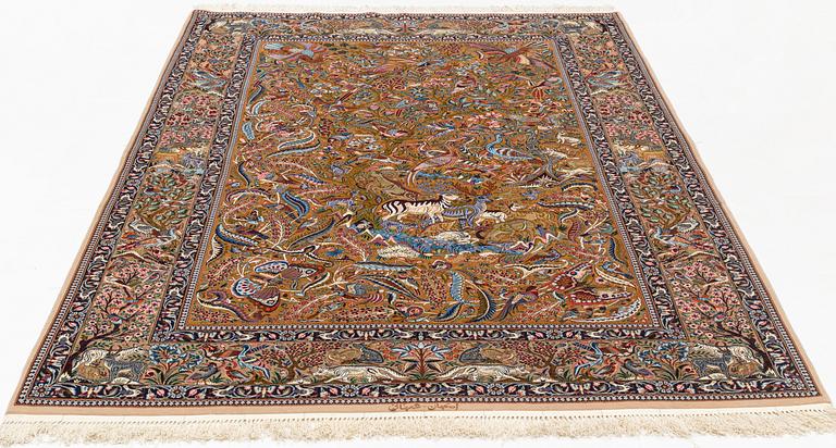 A carpet, old, Esfahan, part silk, signed Shabani, ca 246 x 161 cm.