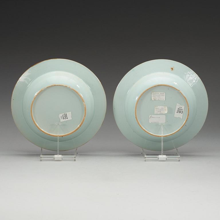 A pair of enamelled armorial soup dishes, Qing dynasty, Yongzheng (1723-35).