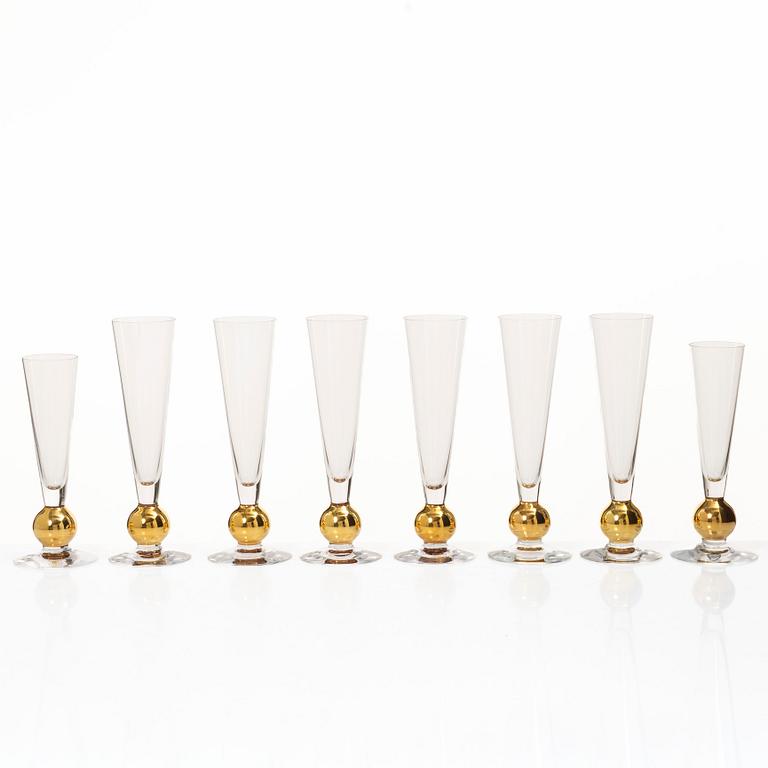 Gunnar Cyrén, eight 'Nobel' champagne glasses, Orrefors, Sweden.